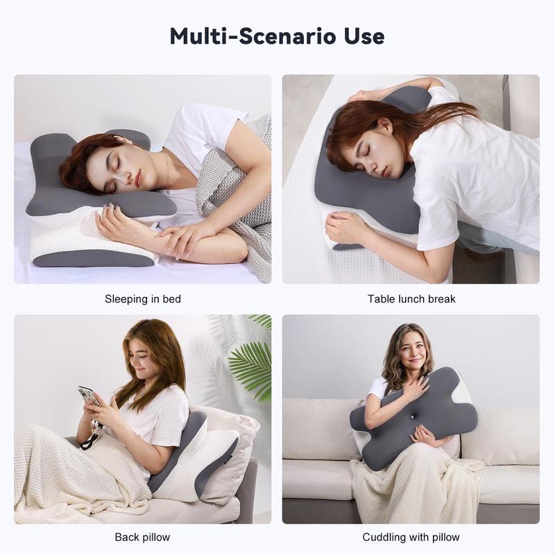 Best-Selling 2-in-1 Cooling Neck Pillow: Odor-Free Memory Foam, Anatomical Zoning & Oversized Armrest for Ultimate Sleep Comfort