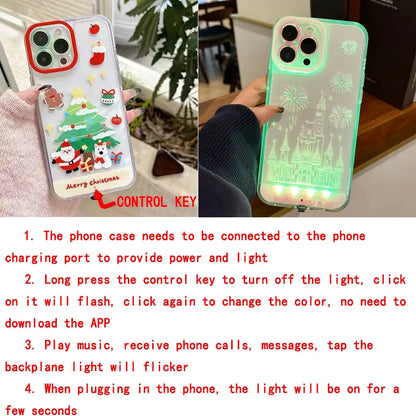 Change Color Luminous Call Light up Flash Bowknot Phone Case for Iphone 16 15 13 12 11 14 17 Pro Max plus Air Shockproof Cover