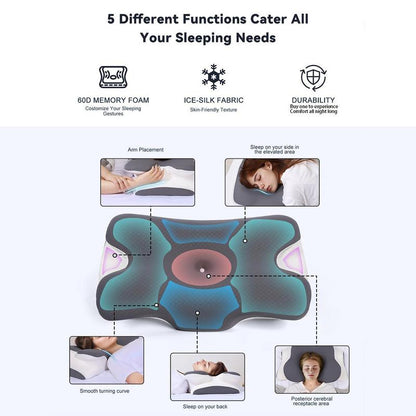 Best-Selling 2-in-1 Cooling Neck Pillow: Odor-Free Memory Foam, Anatomical Zoning & Oversized Armrest for Ultimate Sleep Comfort