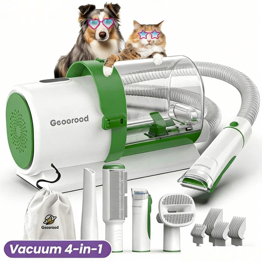 Dog Grooming All-in-One Kit with Vacuum Brush 2.5L Large Pog, Stainless Steel Blades Lightweight Design 13KPa Suction Force Portable Cleaning Set